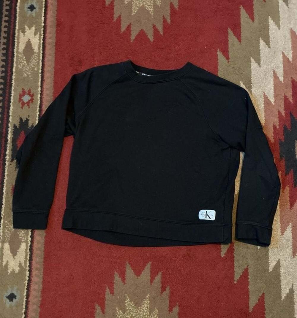 Calvin Klein Jeans Sweatshirt Size XL Black Logo Patch Pullover